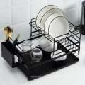 Double layer Iron Kitchen Plate Dish Drainer Racks With Water Tray